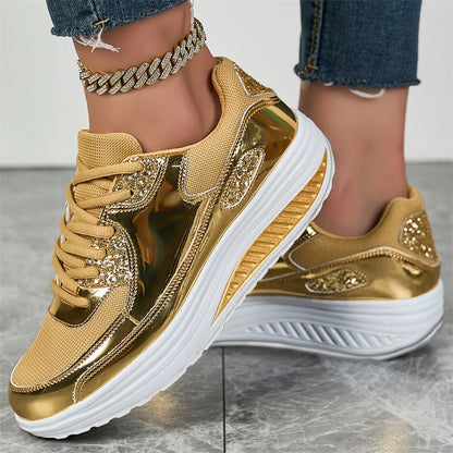 Zapatillas de mujer con lentejuelas Loom & Soul – Tallas grandes Malla de aire Cómodas e informales