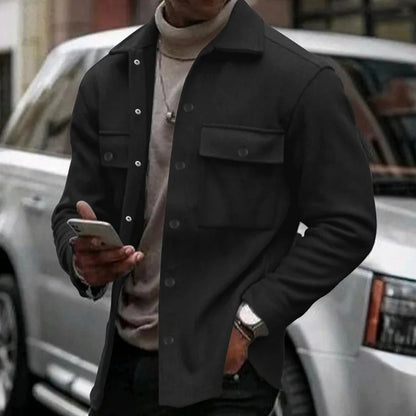 Veste d'hiver en polaire à revers Loom & Soul pour homme – Manteau ajusté à boutonnage simple