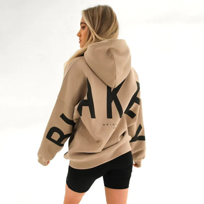 Sudadera con capucha informal estampada para mujer – Suéter de ajuste holgado para otoño e invierno