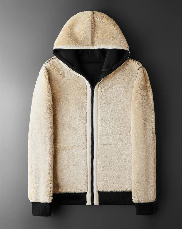 Veste en polaire d'agneau Loom & Soul unisexe – Manteau chaud et épais à capuche