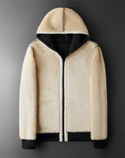 Veste en polaire d'agneau Loom & Soul unisexe – Manteau chaud et épais à capuche