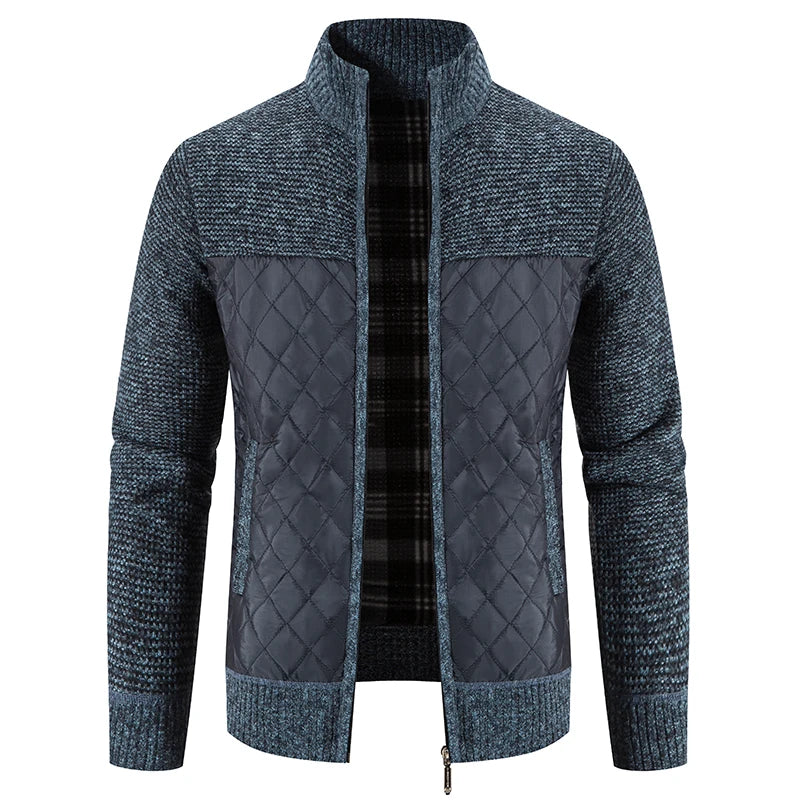 Veste en polaire tricotée à carreaux Loom & Soul pour homme – Cardigan d'hiver de luxe à capuche
