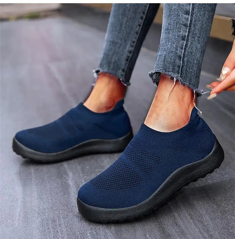ZJEGA™ 2024 Zapatillas de running transpirables sin cordones para mujer – Calzado deportivo ligero tipo calcetín