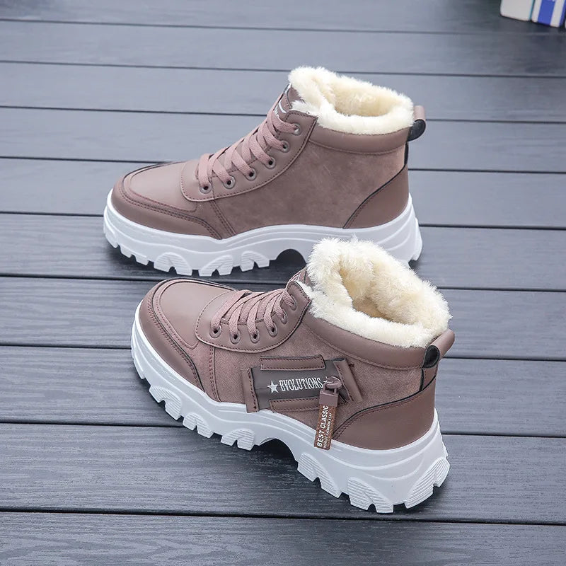 Loom & Soul Women’s Warm Winter Boots – British Style Thick-Soled Ankle Boot