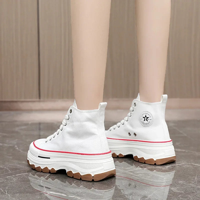Zapatillas altas de lona para mujer Loom & Soul – Estilo vulcanizado con plataforma