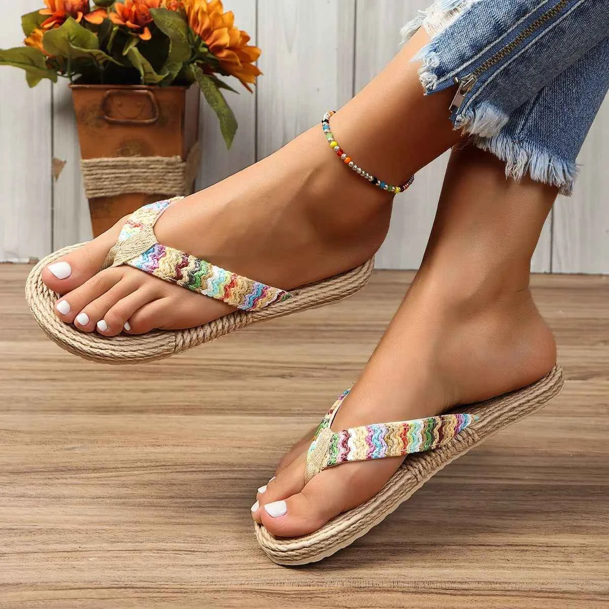 Ethnic Comfort Flat Sandals – Soft Anti-Slip Summer Style