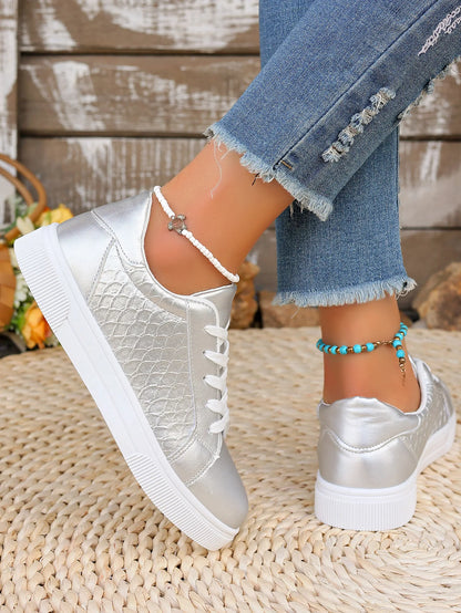 Baskets Loom & Soul Femme Or et Argent en PU – Confort Mode Grande Taille