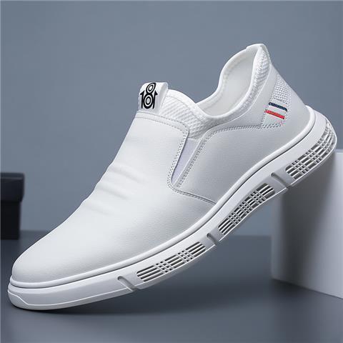 Zapatillas de caminar para hombre Loom & Soul en blanco y negro – Zapatos planos casuales de cuero de PU con acabado de gamuza, comodidad transpirable y diseño con cordones