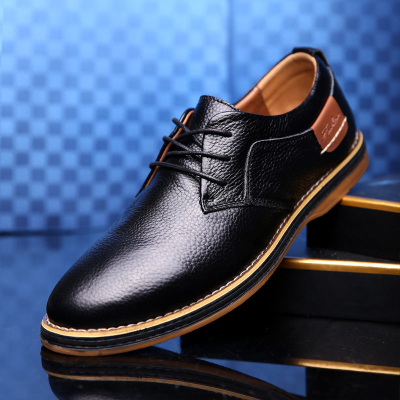 Zapatos de vestir de cuero casuales para hombre Loom & Soul™ - Zapatos de negocios de caña baja estilo británico con comodidad transpirable y suela de goma