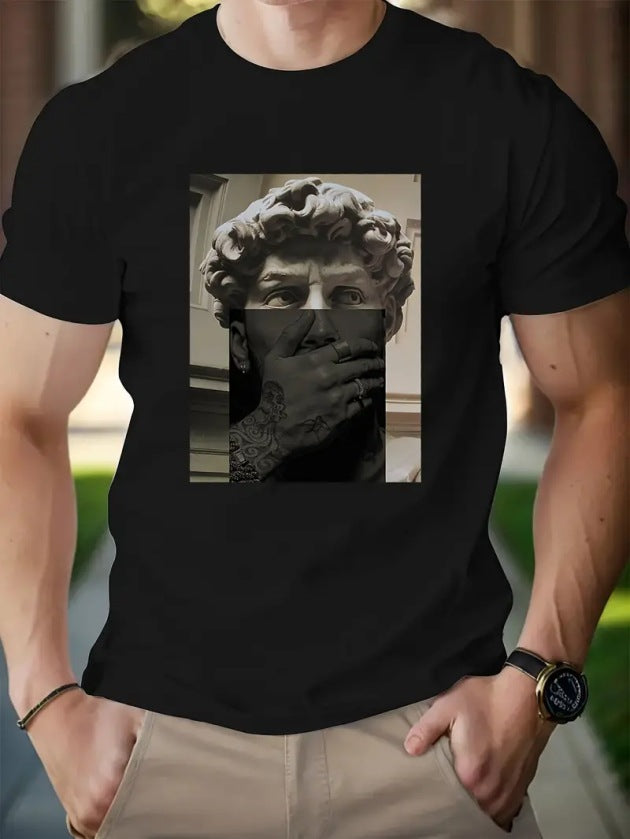Camiseta retro de algodón para hombre – Manga corta informal de trabajo