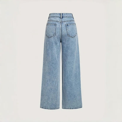 Women’s Rhinestone Wide-Leg Jeans – Loose Fit Statement Denim