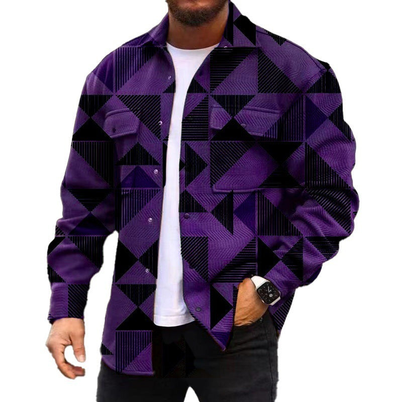 Chaqueta estampada digital 3D para hombre Loom & Soul™ – Camisa informal a cuadros de otoño con un toque de estilo urbano