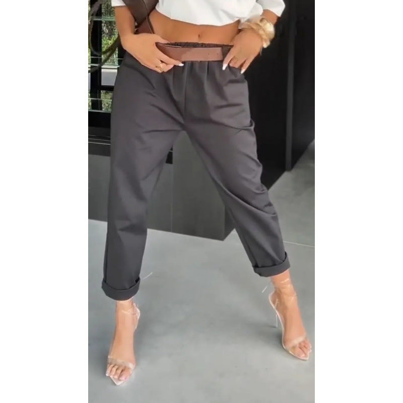 Women’s Slim Straight Pants – High Waist Casual Everyday Fit