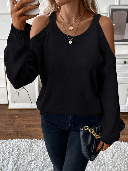 Suéter de punto suave para otoño/invierno con cuello redondo elegante para mujer