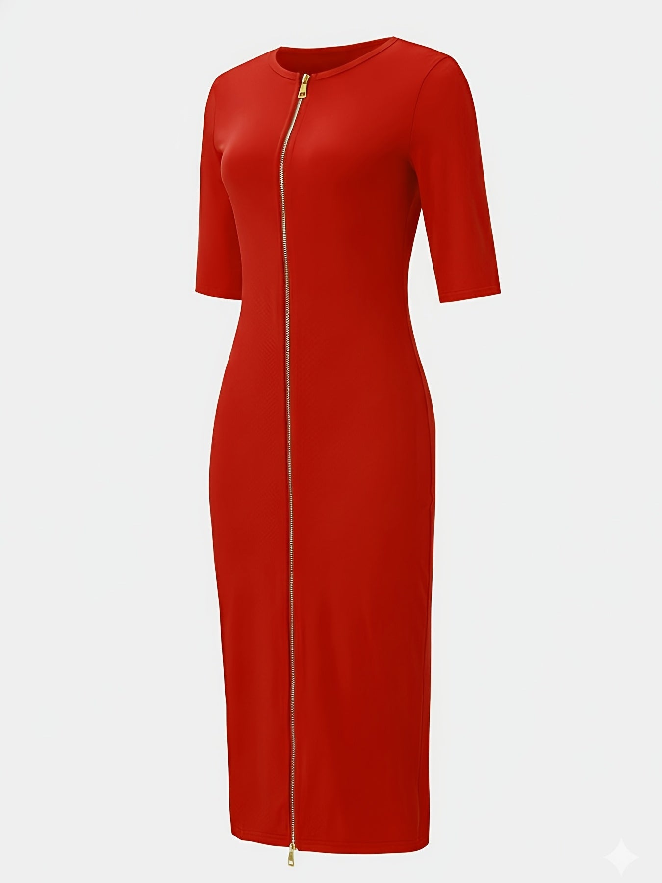 Vestido midi ajustado con cuello barco – Vestido elegante de manga corta con corte entallado