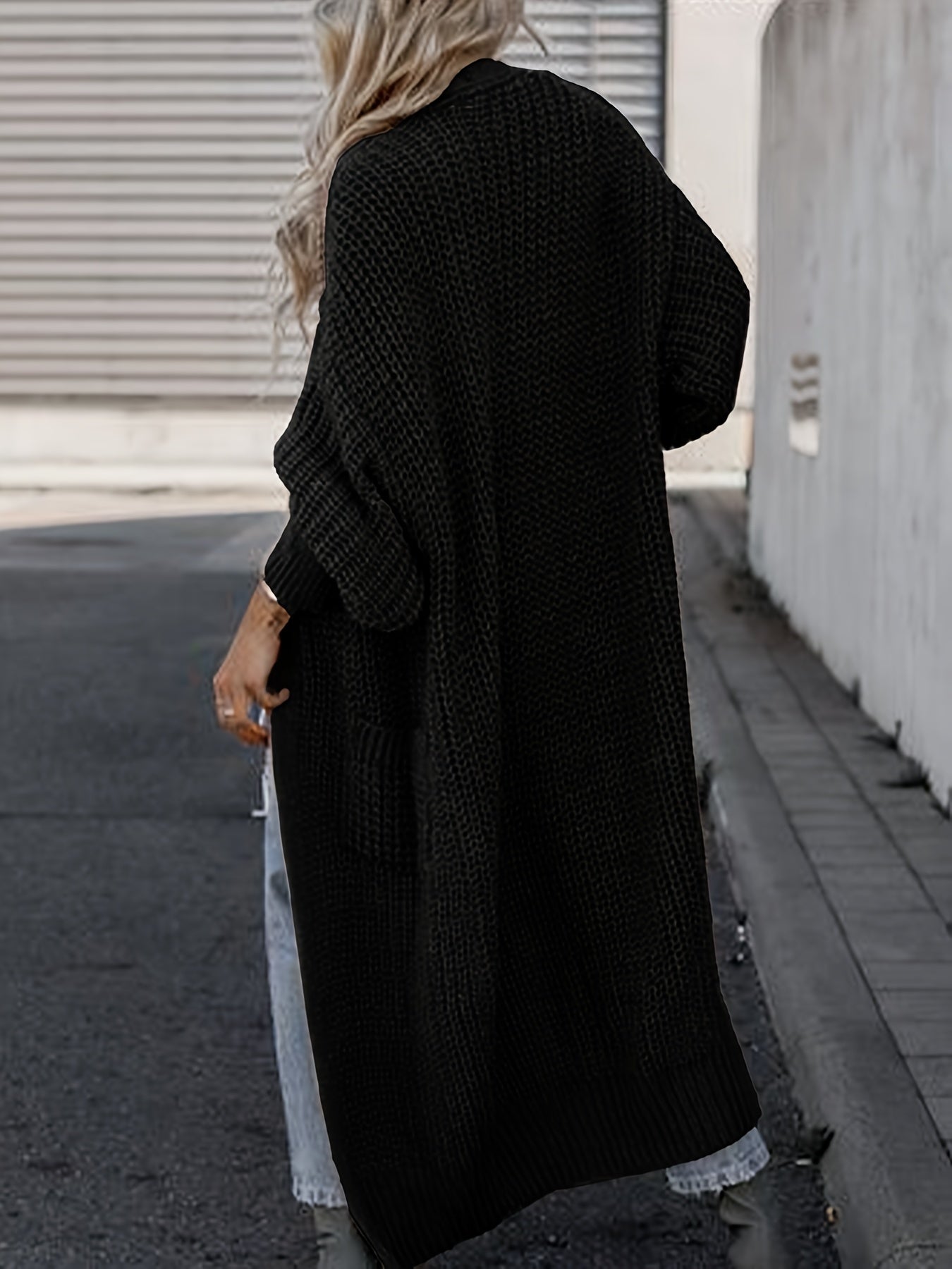 Elegante cárdigan acanalado con cuello en V profundo – Suéter de punto de otoño/invierno para mujer