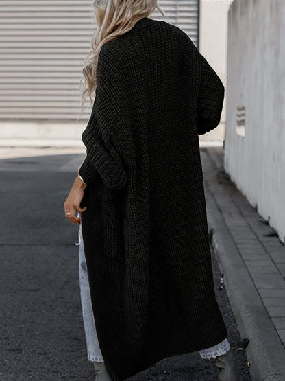 Elegante cárdigan acanalado con cuello en V profundo – Suéter de punto de otoño/invierno para mujer