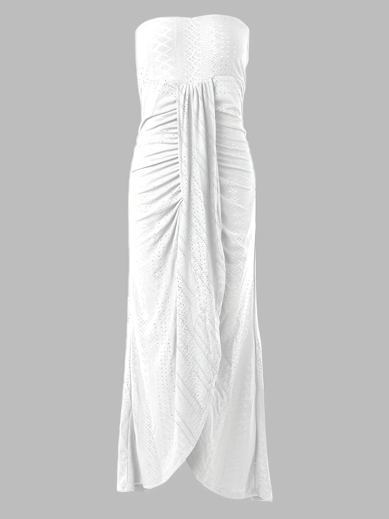 Off-Shoulder Embroidered Midi Dress – Elegant Split Wrap Dress