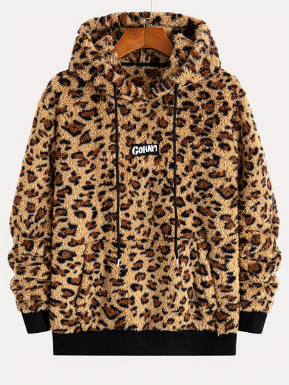 Sweat à Capuche Imprimé Léopard Homme – Sweat-shirt Doux Tendance Streetwear