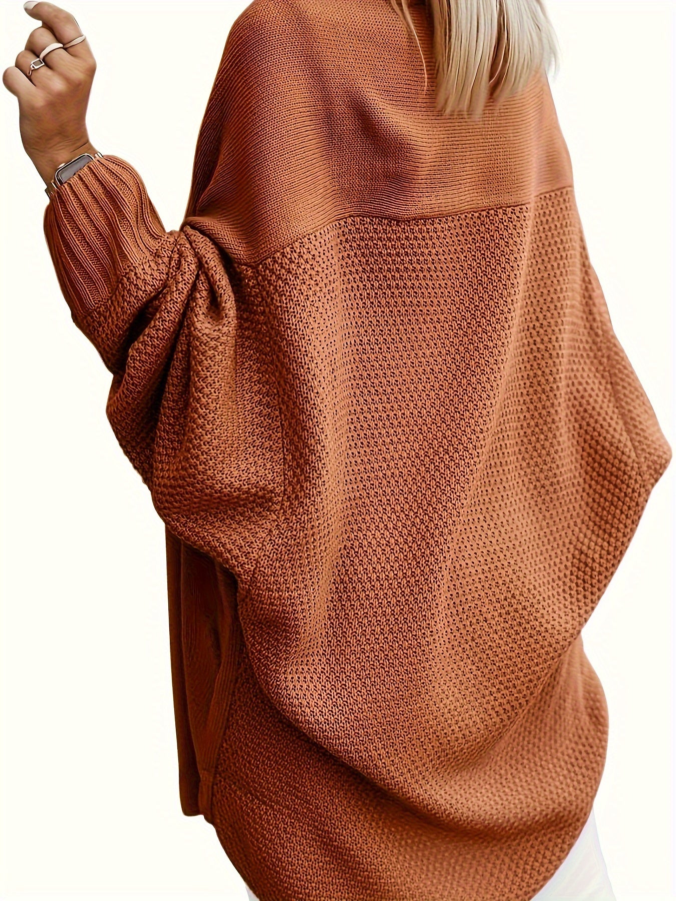 Cárdigan de punto oversize para mujer – Suéter con frente abierto y mangas murciélago