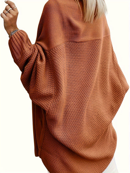 Cárdigan de punto oversize para mujer – Suéter con frente abierto y mangas murciélago