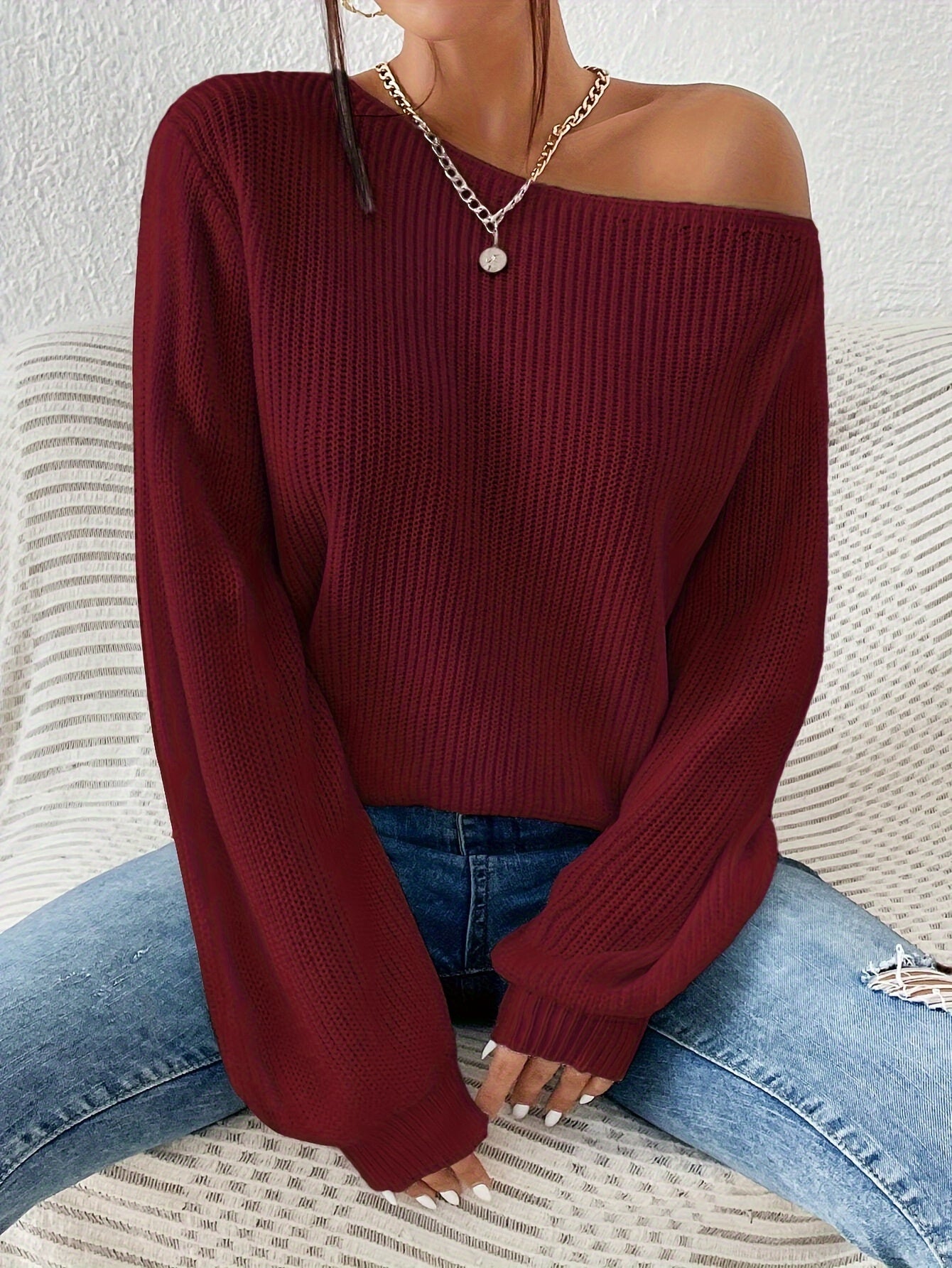 Suéter asimétrico para mujer: jersey elegante para primavera/otoño