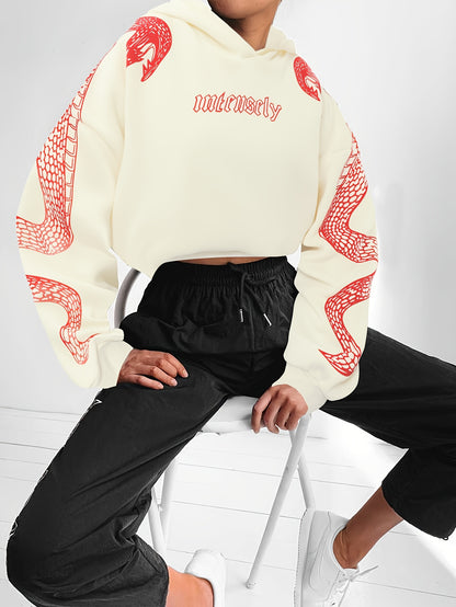 Sudadera con capucha roja para mujer – Sudadera urbana con estampado de Fénix y Mariposa