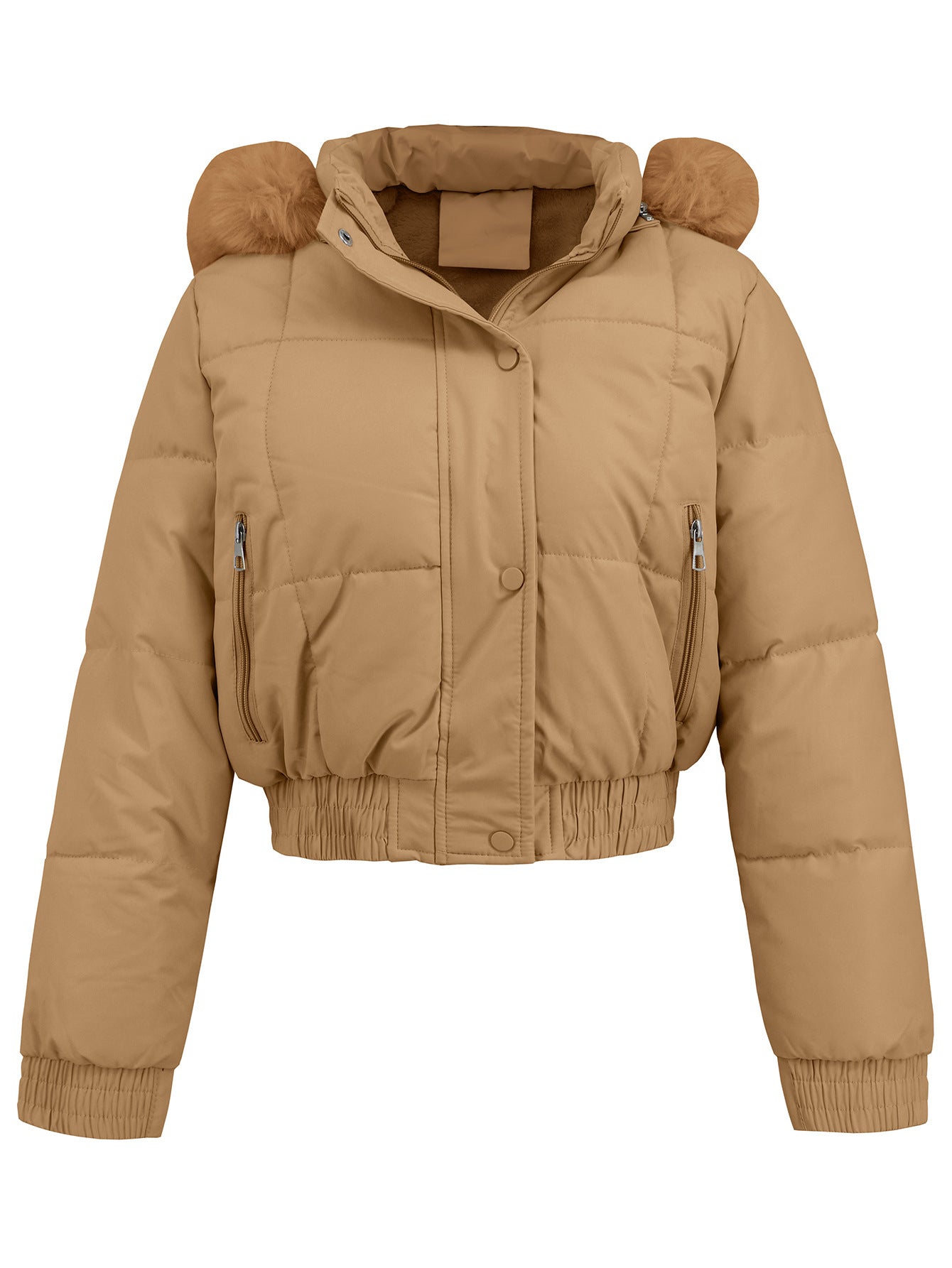 Loom & Soul™ Chaqueta de invierno acolchada de algodón para mujer – Elegante abrigo grueso y cálido en caqui, negro o blanco