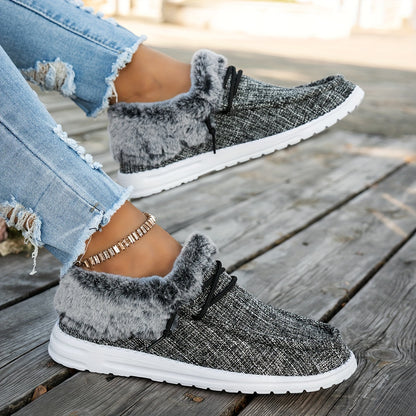 Mocassins à enfiler pour femmes – Chaussures d'hiver décontractées chaudes et antidérapantes avec semelle en EVA