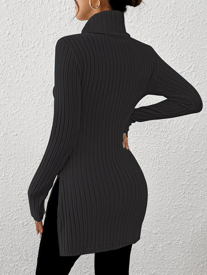 Top de cuello alto elegante para mujer – Tejido suave de manga larga y cuello alto
