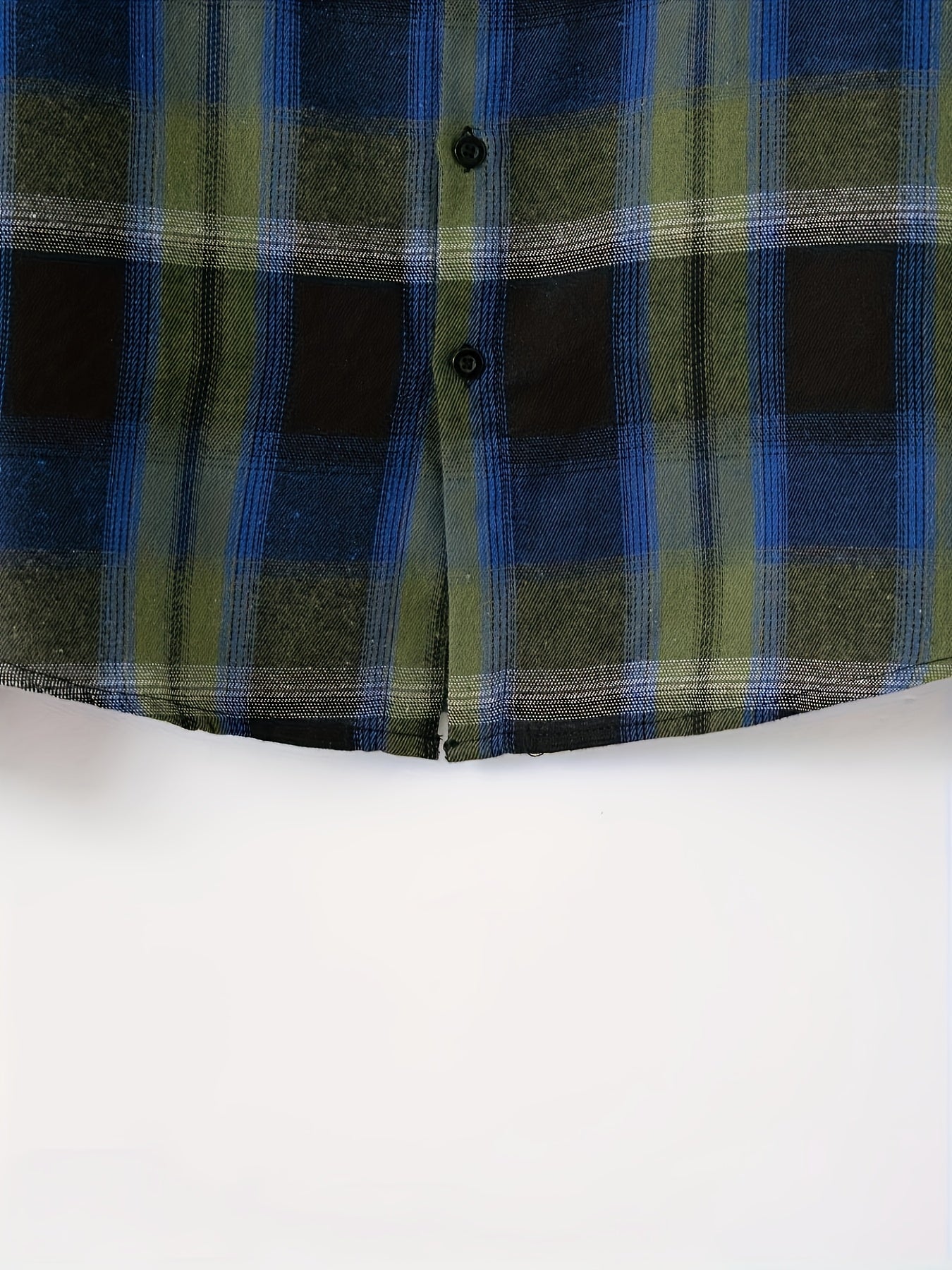 Camisa a cuadros verdes y azules para hombre – Camisa informal a cuadros con botones