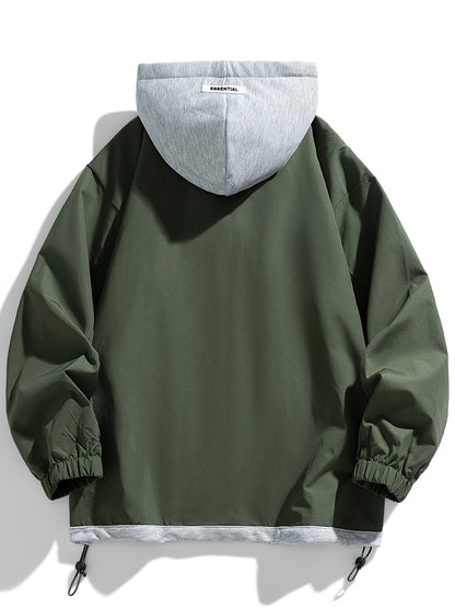 Chaqueta con cremallera y bloques de color para hombre Loom & Soul – Cortavientos ligero con capucha