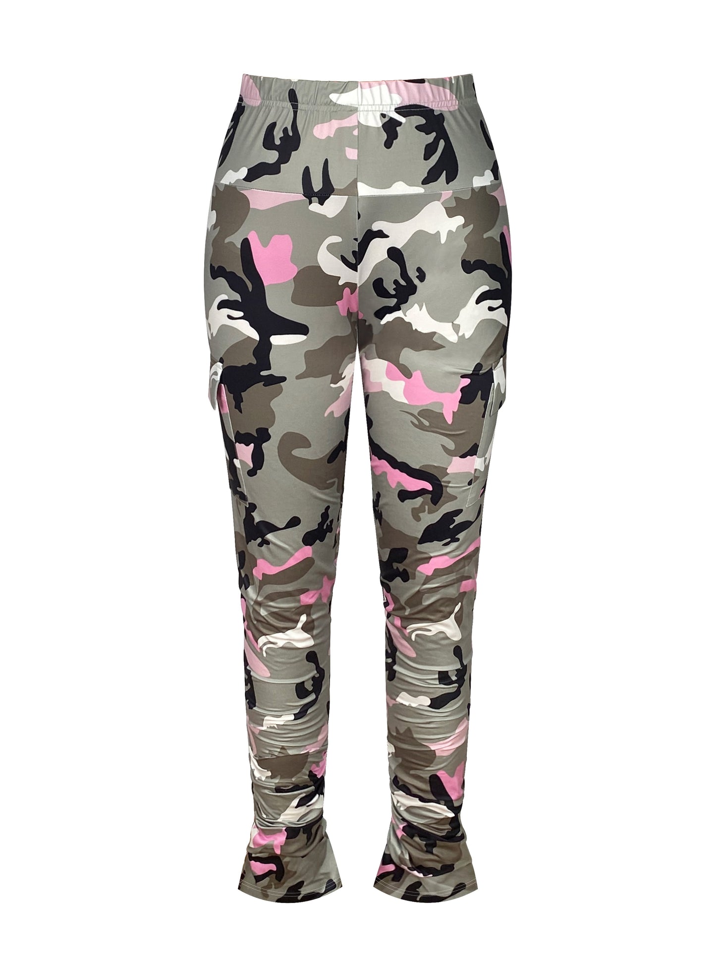 Leggings de camuflaje de tiro alto para mujer – Elásticos con bolsillos laterales