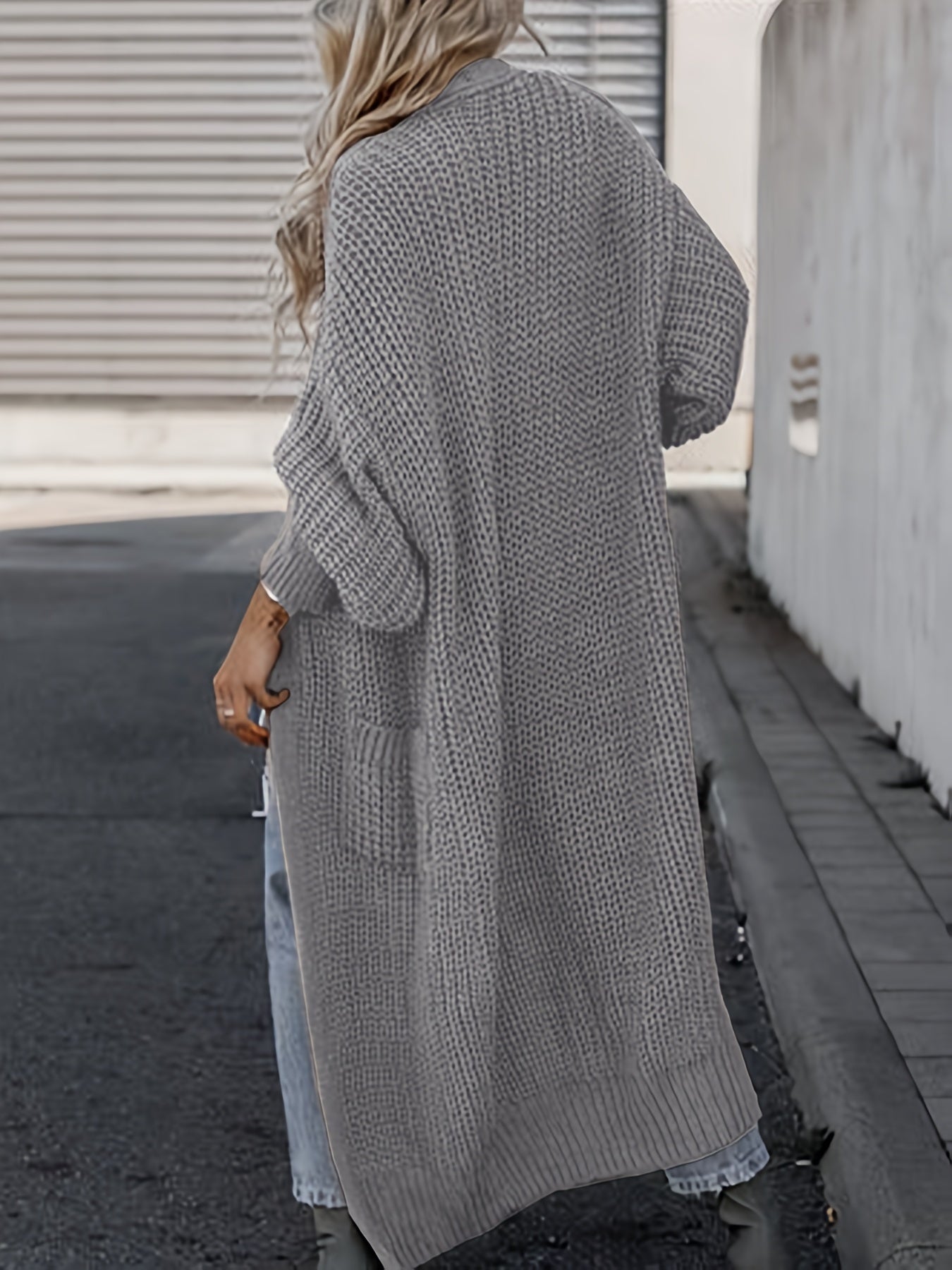 Elegante cárdigan acanalado con cuello en V profundo – Suéter de punto de otoño/invierno para mujer