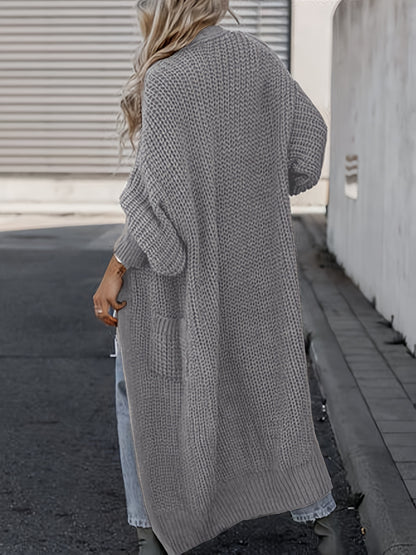 Elegante cárdigan acanalado con cuello en V profundo – Suéter de punto de otoño/invierno para mujer