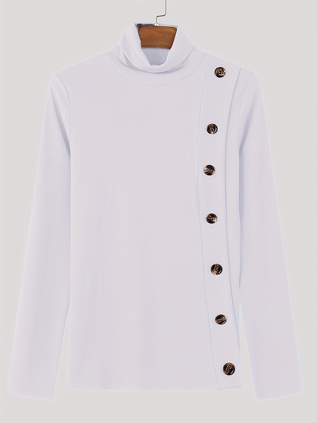 Camiseta de cuello alto ajustada para hombre - Camisa de punto con detalle de botones