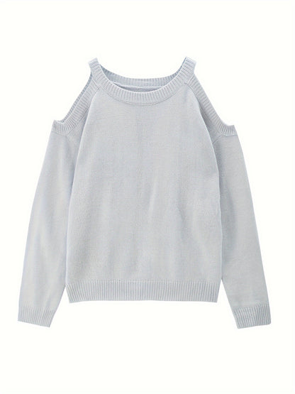 Suéter de punto suave para otoño/invierno con cuello redondo elegante para mujer