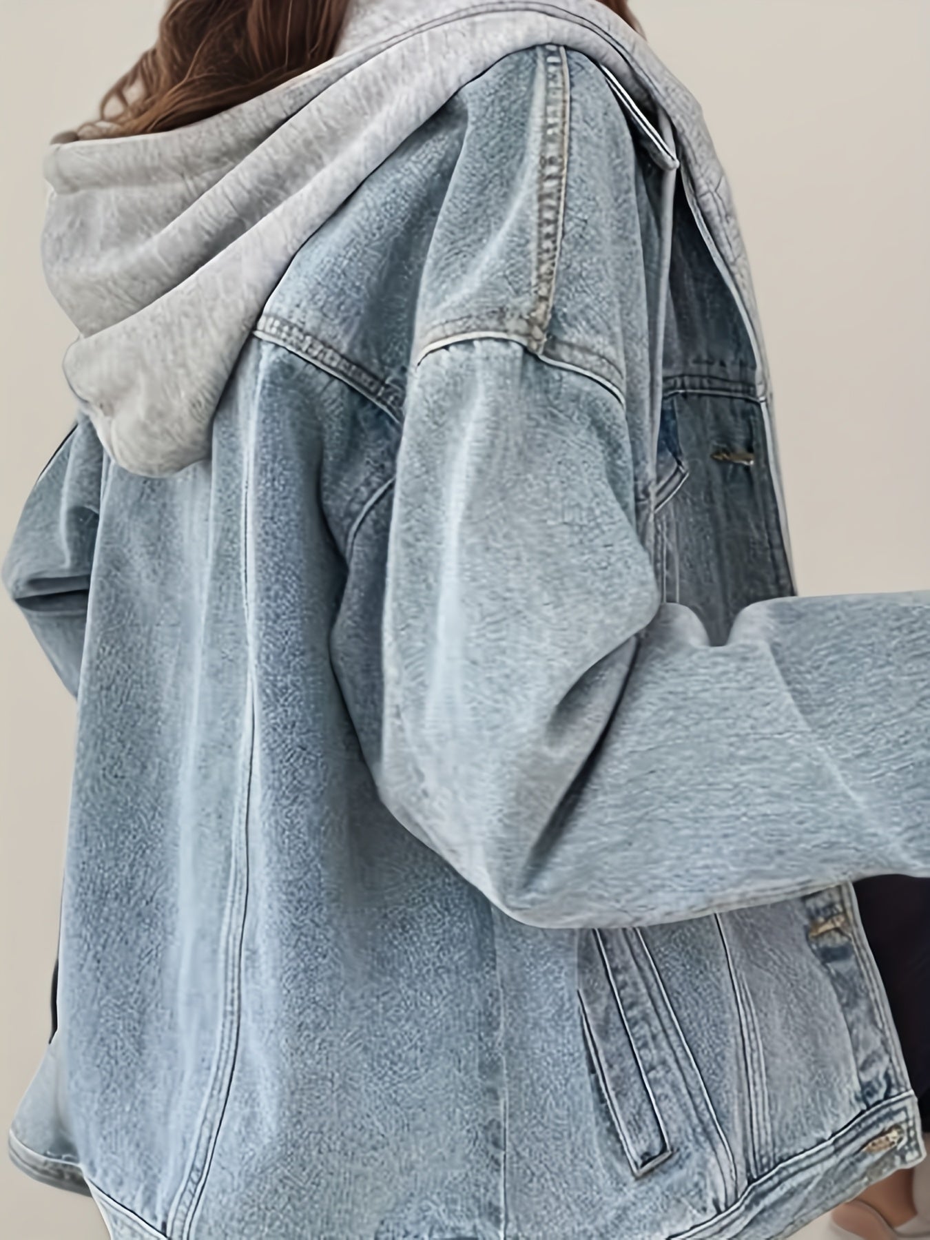 Women’s Oversized Hooded Denim Jacket – Lightweight Retro Fit