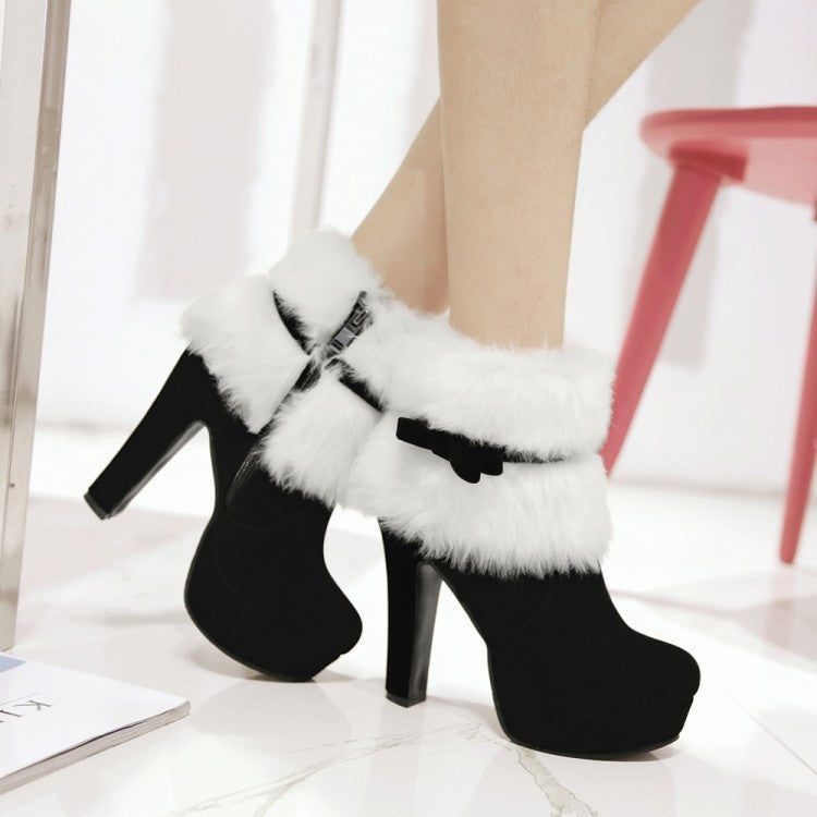 Bottes Martin Loom & Soul d'hiver en peluche à talons hauts – Confort élégant pour les fêtes