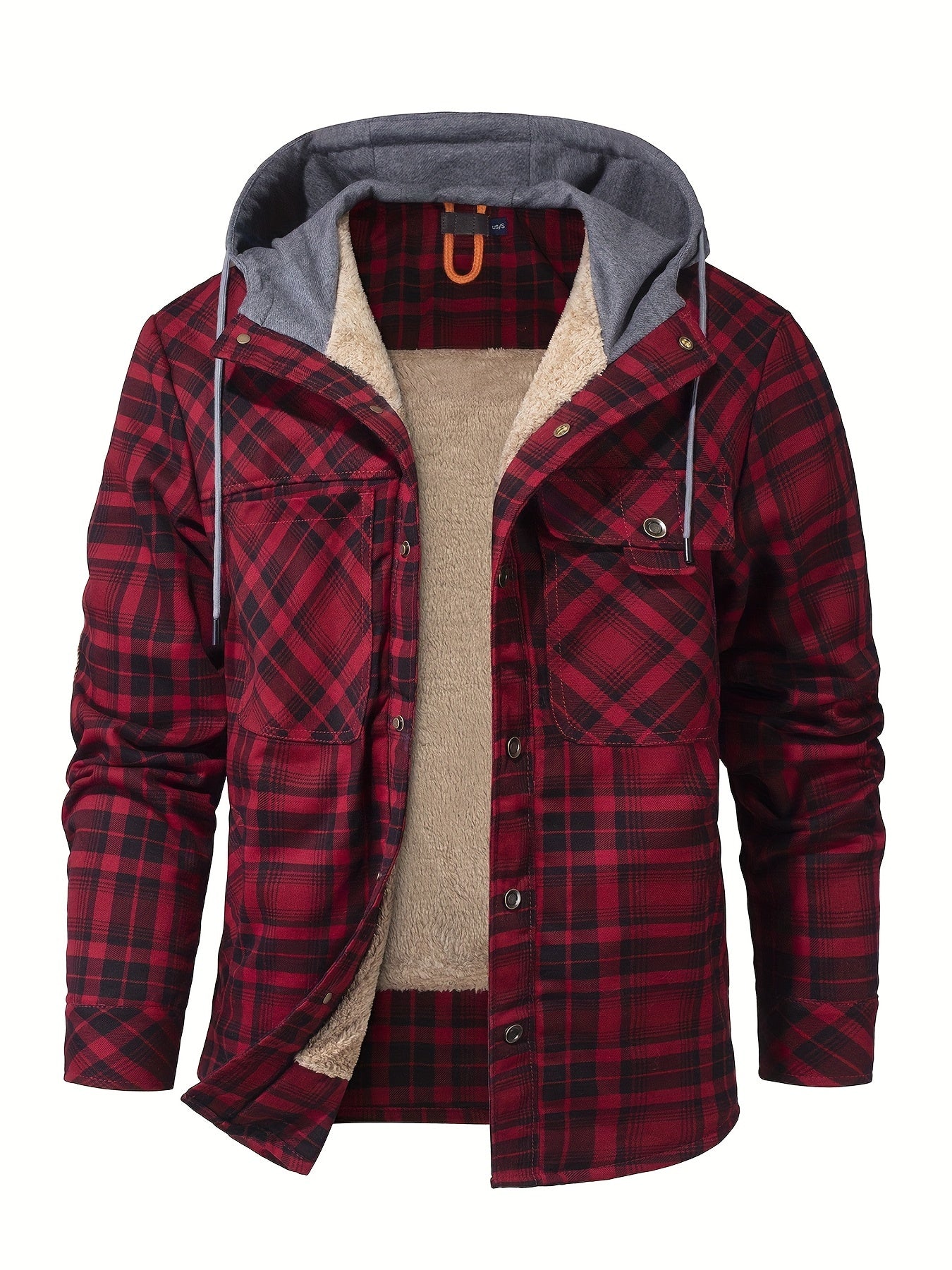 Veste à capuche en flanelle écossaise pour homme – Manteau en tartan à boutonnage asymétrique