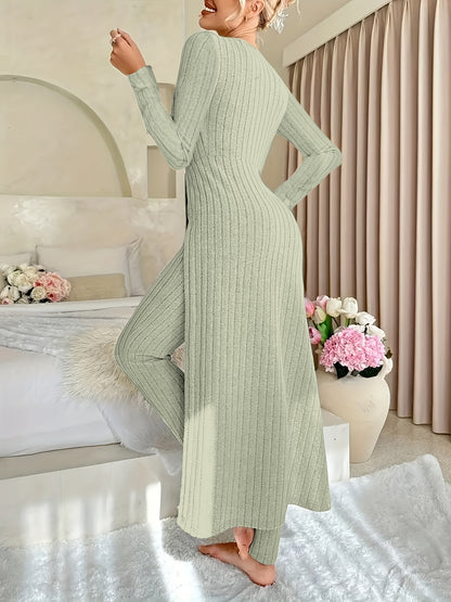 Ensemble deux pièces à carreaux – Haut à manches longues et pantalon assorti pour toutes les saisons