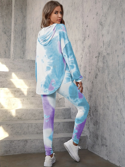 Ensemble de détente tie-dye pour femme – Haut à capuche et pantalon sarouel