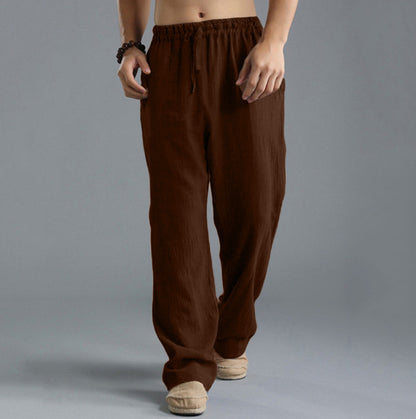 Pantalones de Lino Transpirables para Hombre – Pantalones Deportivos Casuales de Corte Holgado