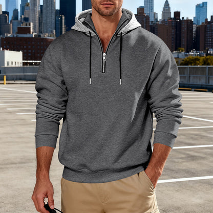 Men’s Stand Collar Pullover Hoodie – Luxury Commuter Casual Sweatshirt