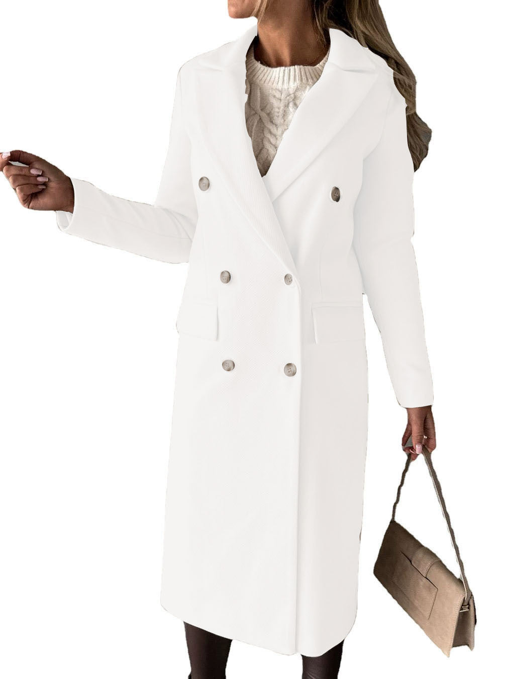 Abrigo de solapa cruzado Loom & Soul™ – Chaqueta larga de invierno ajustada para mujer para un estilo urbano sin esfuerzo
