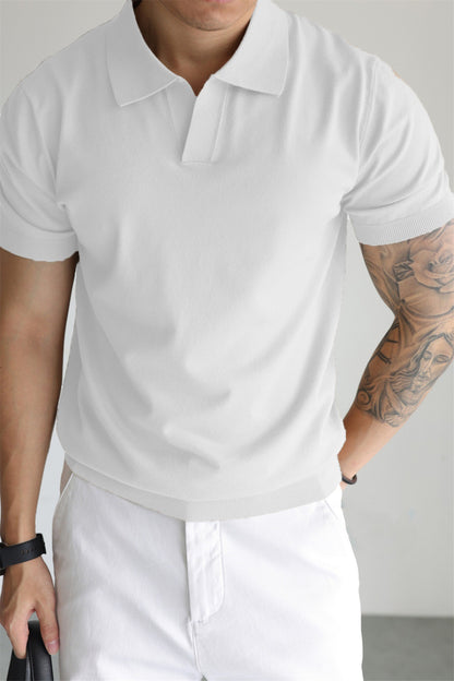 Men’s Summer Lapel T-Shirt – Lightweight Slim Fit Casual Tee
