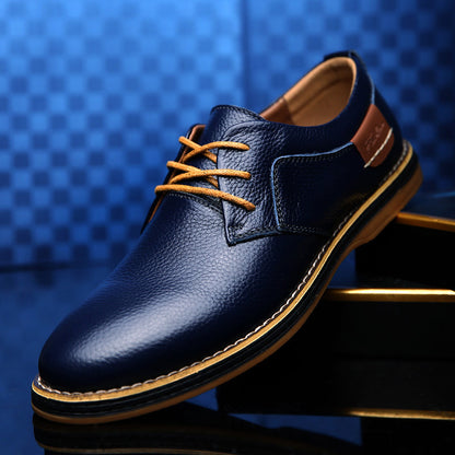 Zapatos de vestir de cuero casuales para hombre Loom & Soul™ - Zapatos de negocios de caña baja estilo británico con comodidad transpirable y suela de goma