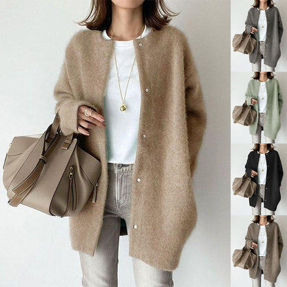 Cárdigan de punto Loom & Soul™ para mujer – Chaqueta de corte ajustado de un solo botón y color liso