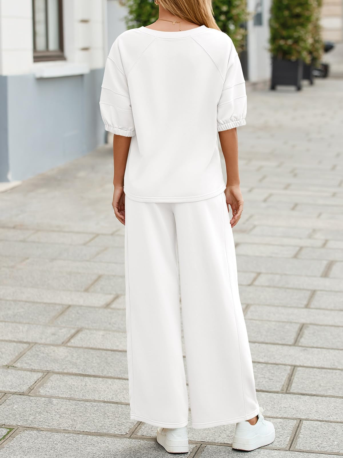 Women’s Relaxed V-Neck Set – Wide Leg Lounge & Travel Outfit