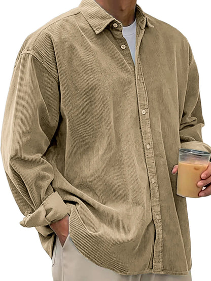 Chaqueta de Pana para Hombre – Abrigo Casual de Otoño de Corte Holgado